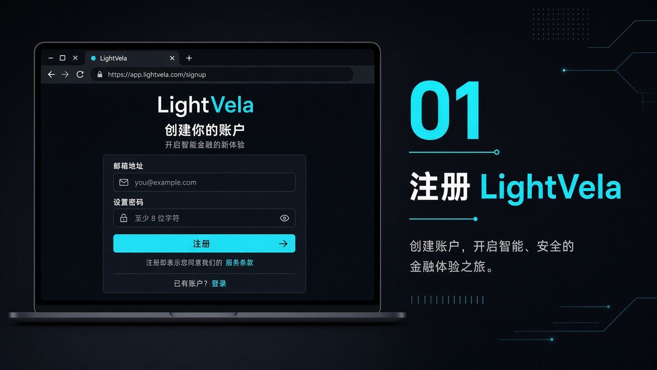 在浏览器打开 LightVela 并注册账号